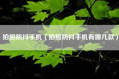 拍照防抖手机（拍照防抖手机有哪几款）